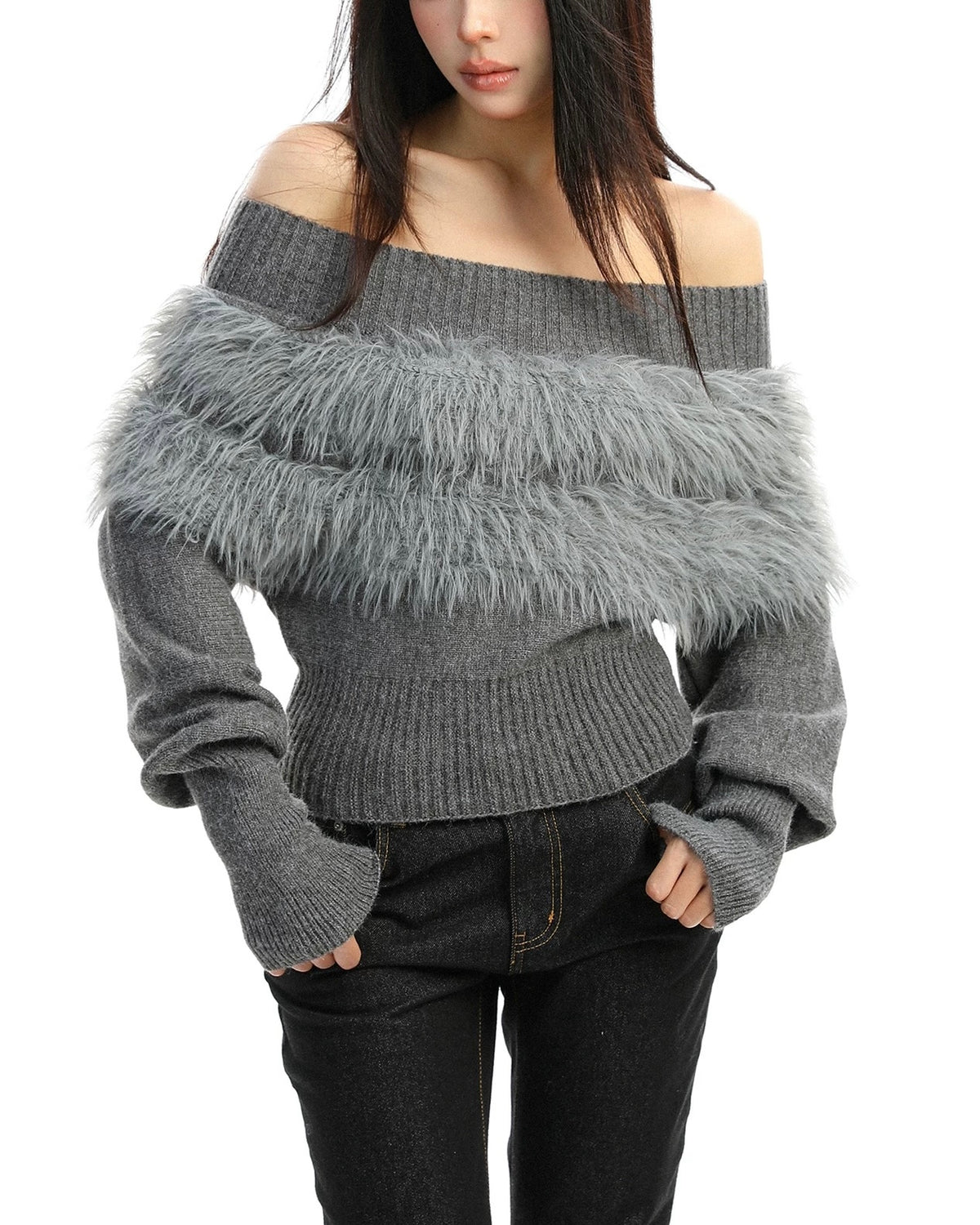 오프숄더 니트 탑(여성용)