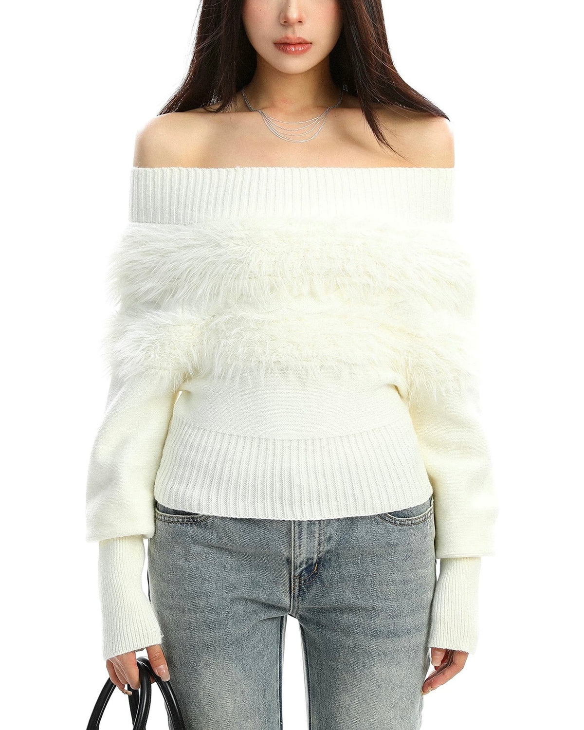 오프숄더 니트 탑(여성용)