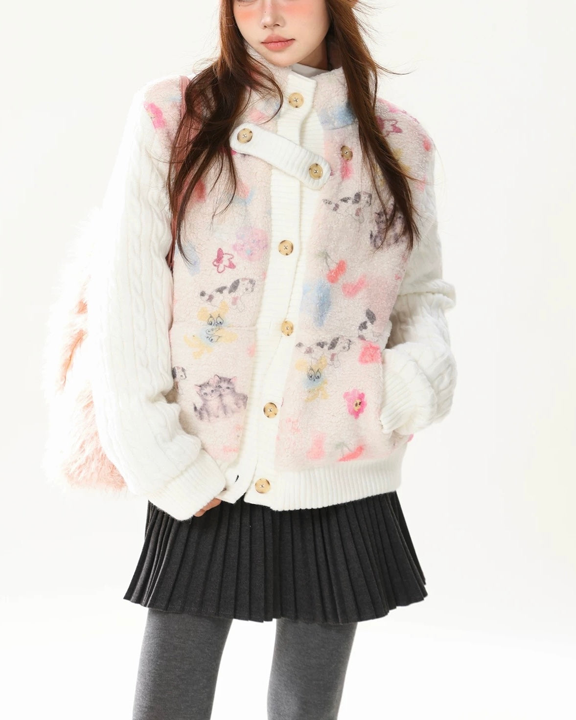 Women's fleece patchwork coat