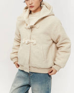 울 플리스 후드 코튼 코트