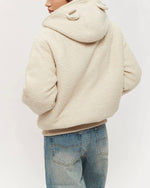 울 플리스 후드 코튼 코트