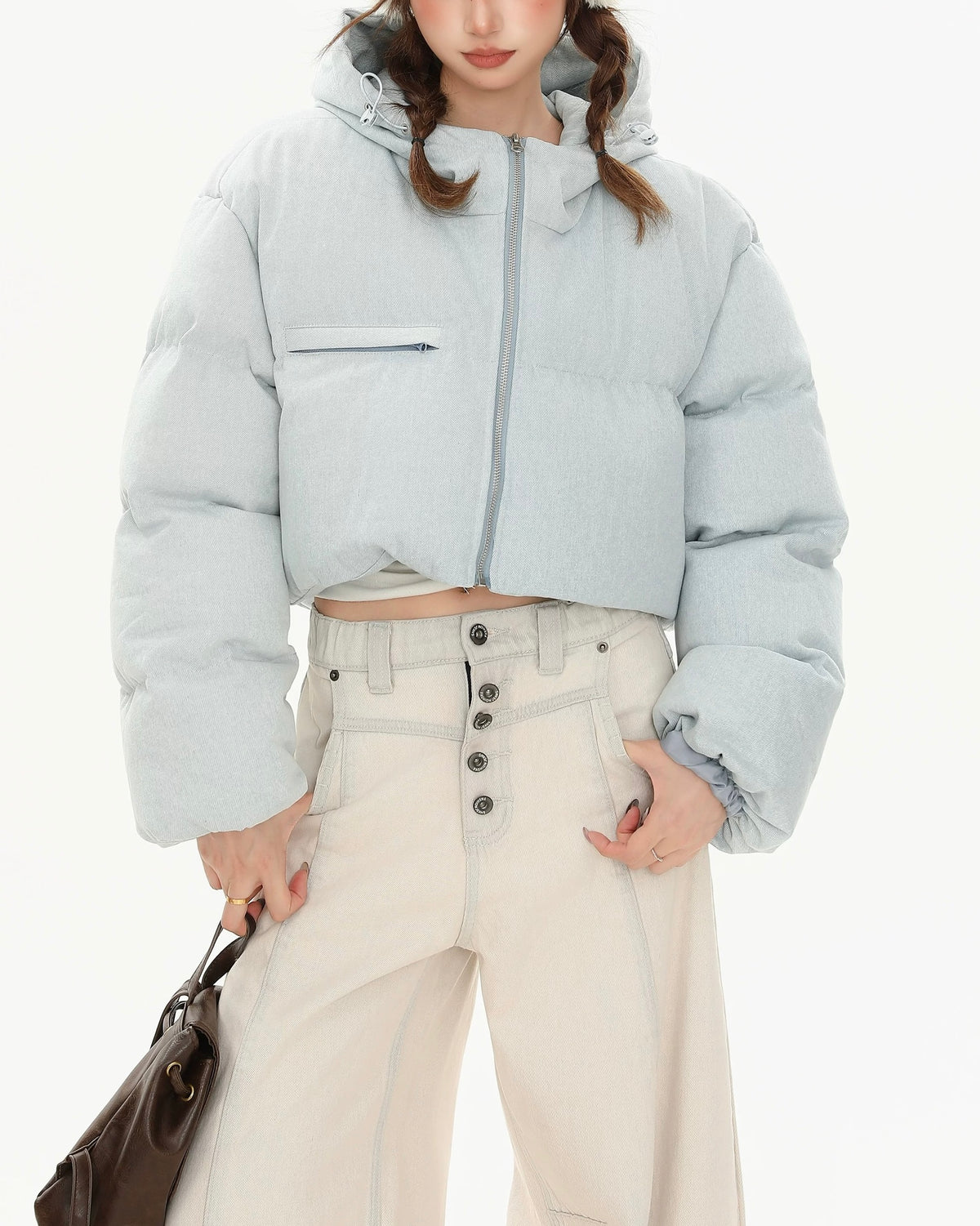 Hooded cropped jacket