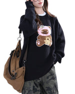 Crew neck bear knit sweater