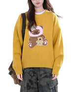 Crew neck bear knit sweater