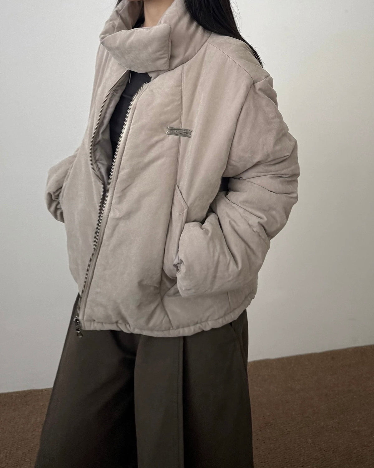 Stand collar couple jacket