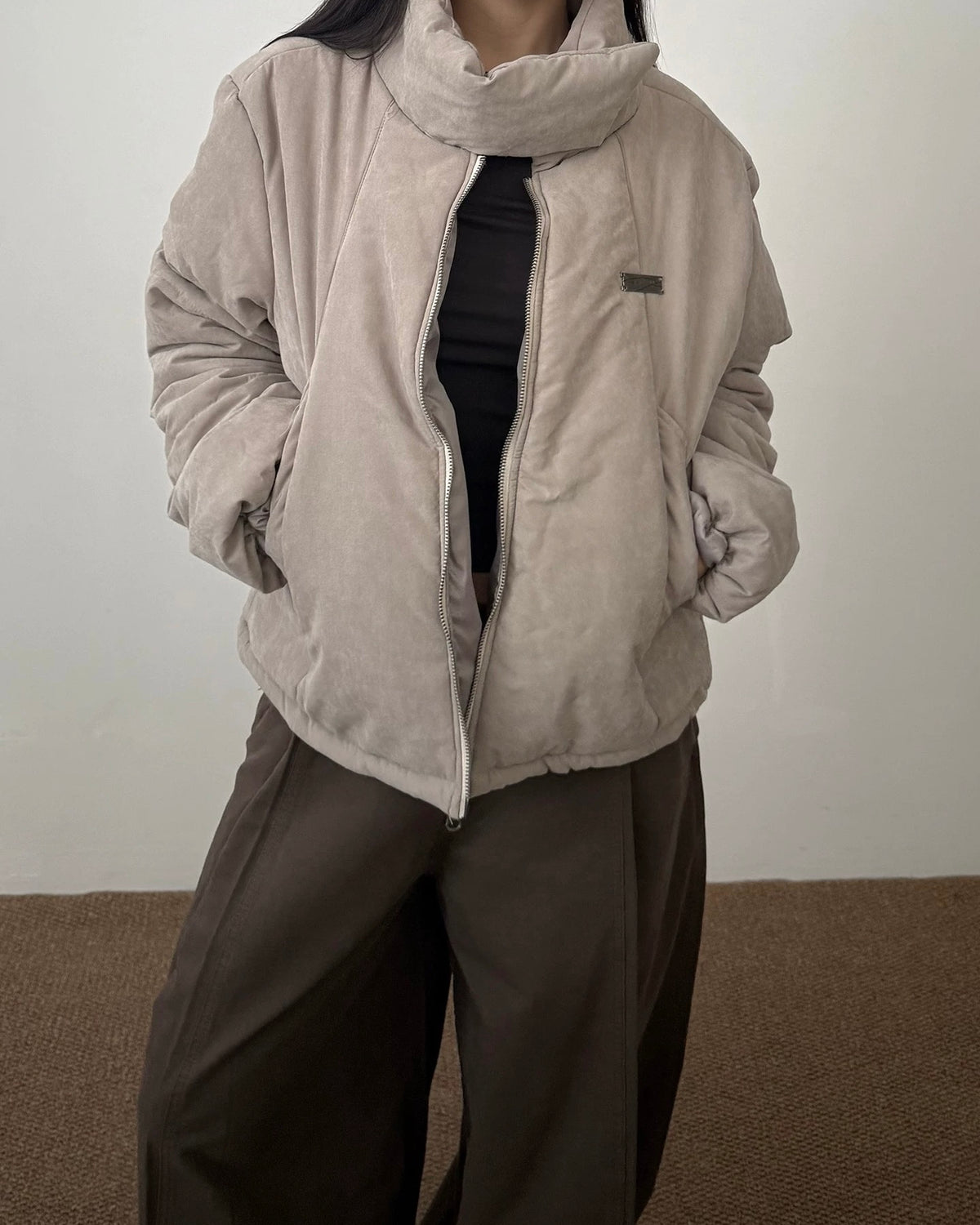 Stand collar couple jacket