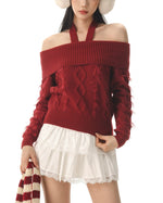 挂脖一字領針織衫(女款)