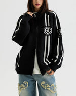 컬러 블록 니트 소재의 활용도 높은 코트