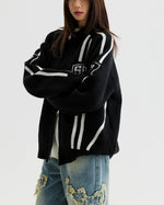 컬러 블록 니트 소재의 활용도 높은 코트