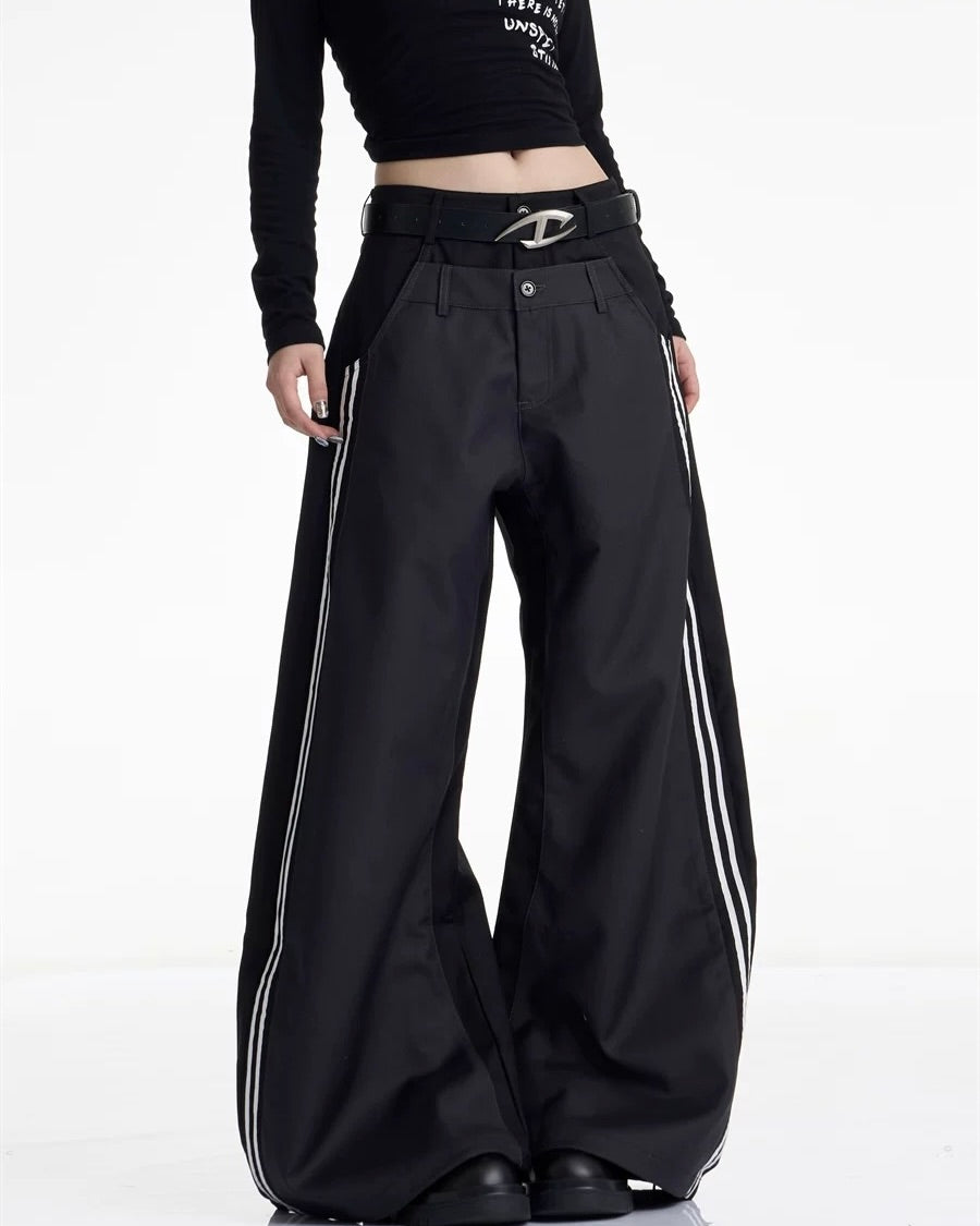 Faux two-piece casual trousers