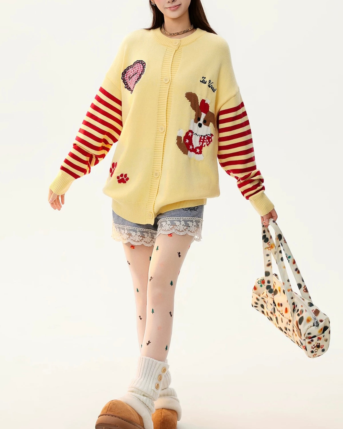 Color-blocked striped puppy sweater