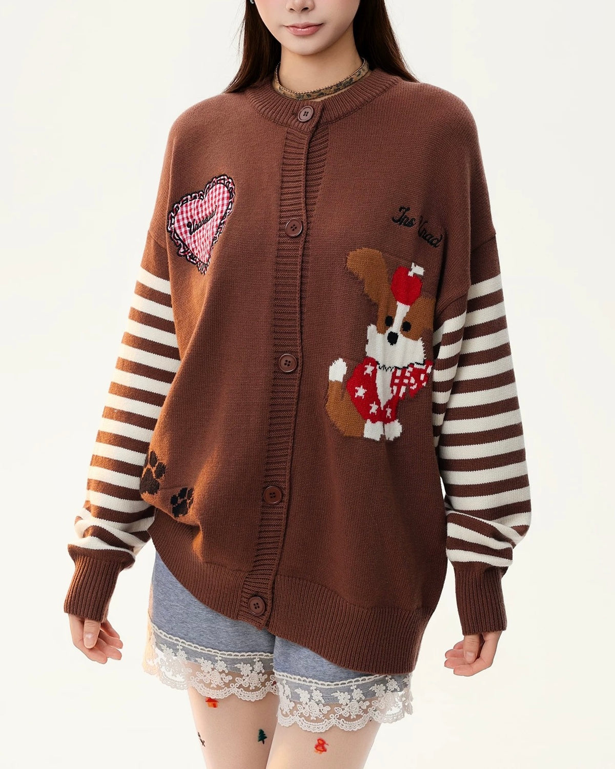 Color-blocked striped puppy sweater