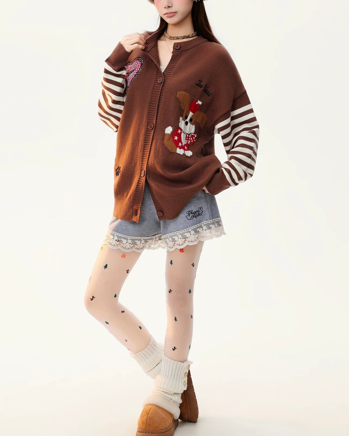 Color-blocked striped puppy sweater