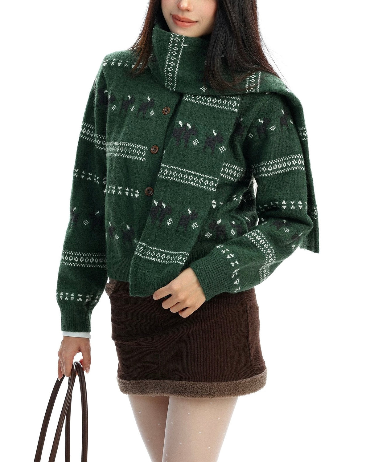 Striped knit cardigan with a relaxed feel (women's)