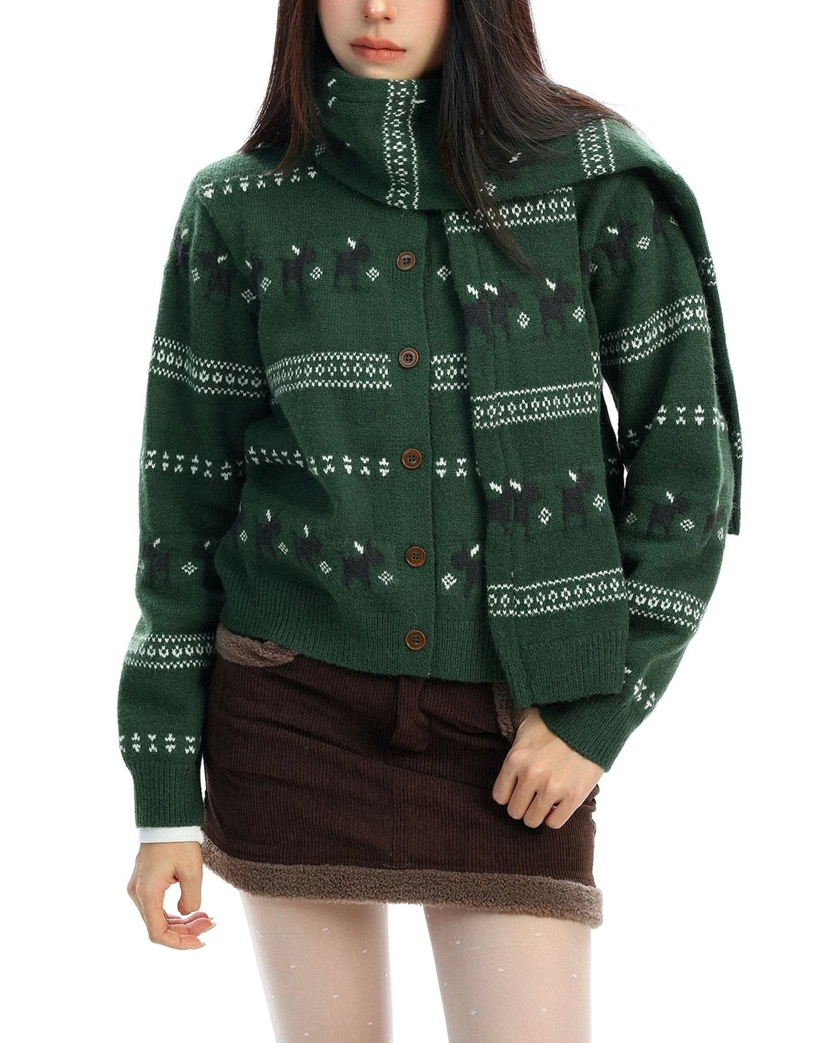 Striped knit cardigan with a relaxed feel (women's)