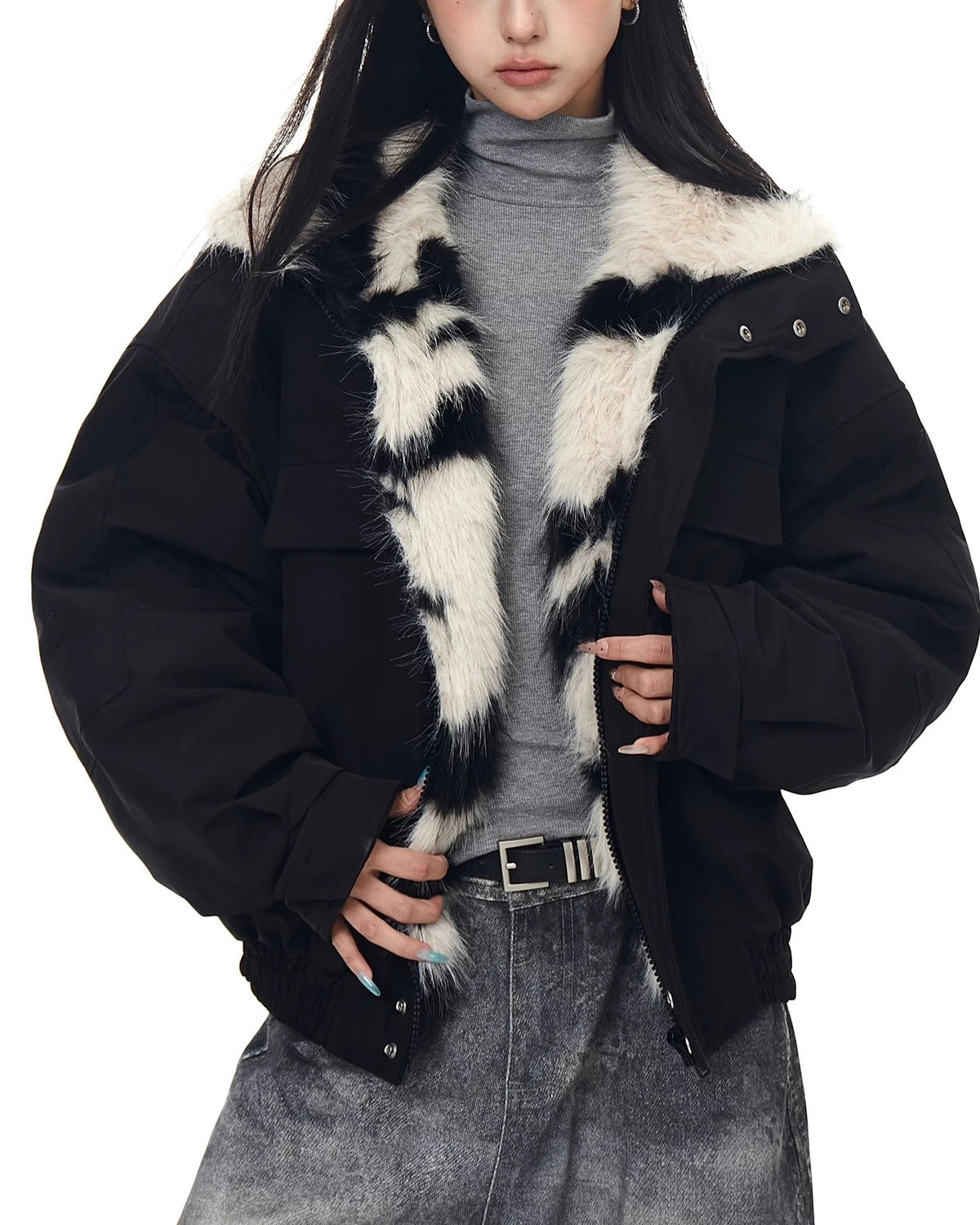 Zebra-print cotton coat