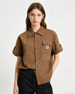 Retro embroidered short-sleeved shirt