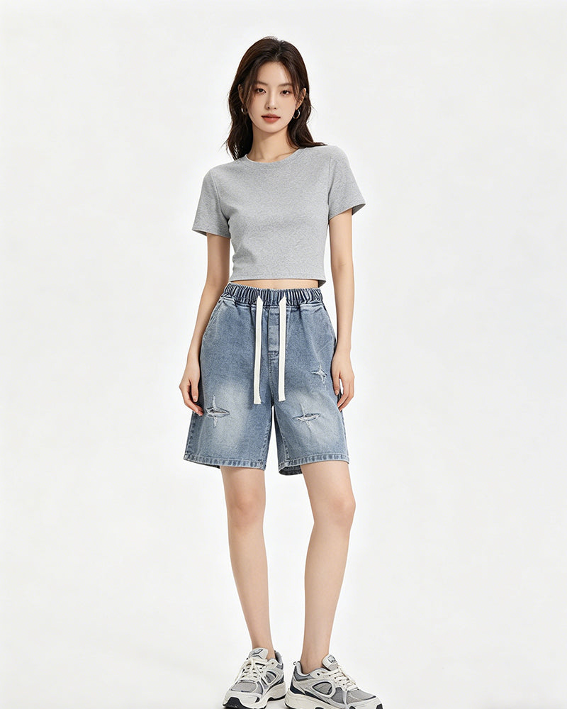 American washed distressed jeans