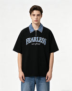 American retro lapel zipper short sleeves