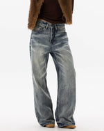 레트로 캐주얼 스트레이트 레그 진