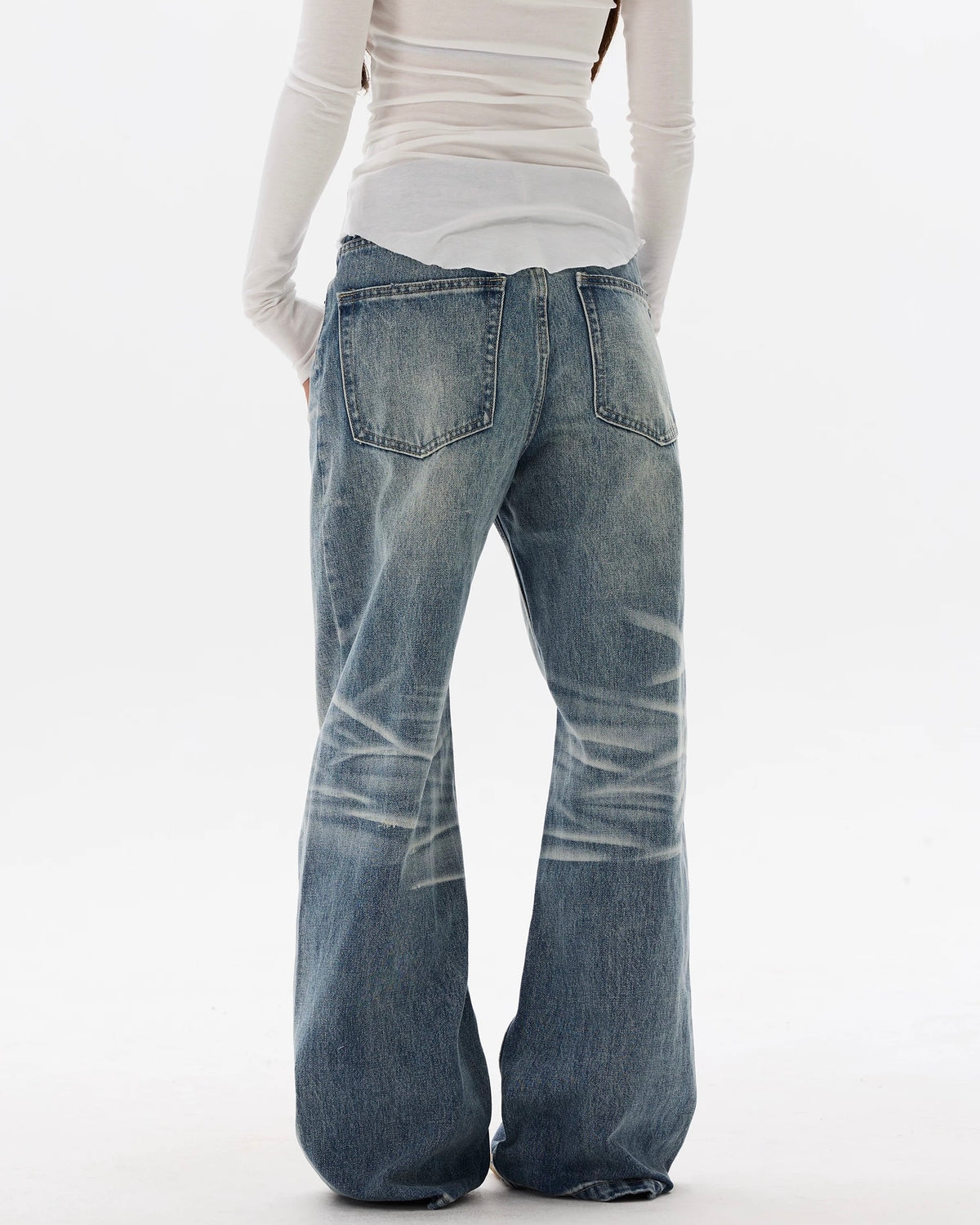 레트로 캐주얼 스트레이트 레그 진