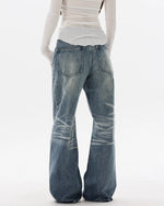 레트로 캐주얼 스트레이트 레그 진