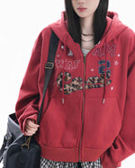 Retro leopard print hooded jacket