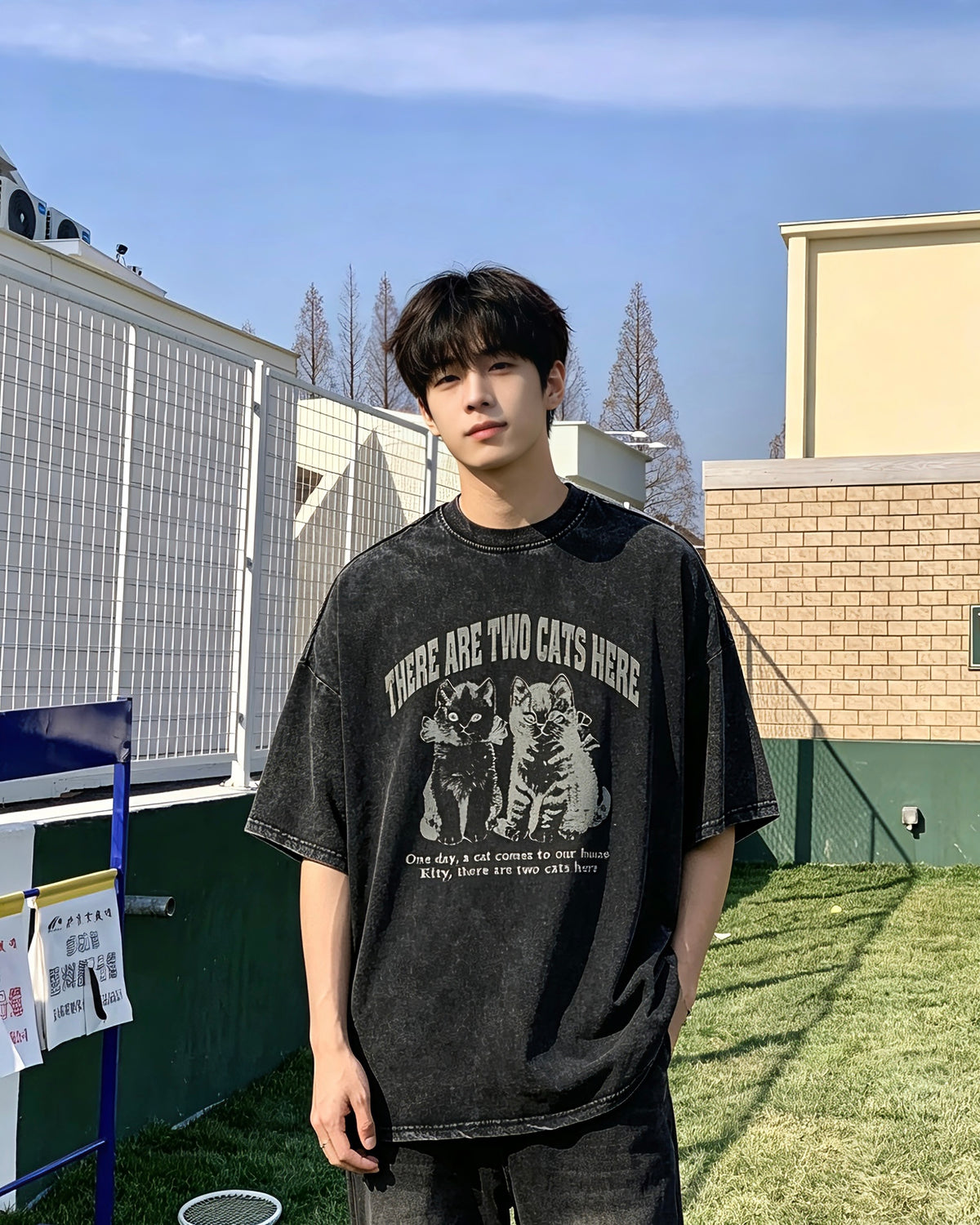 美式卡通小貓咪短袖