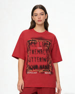 レトロなレタープリントの半袖シャツ