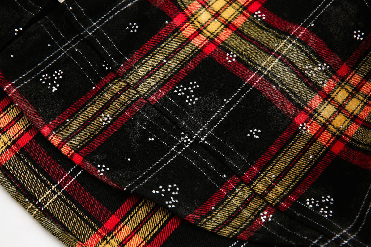 Vintage loose plaid hooded shirt