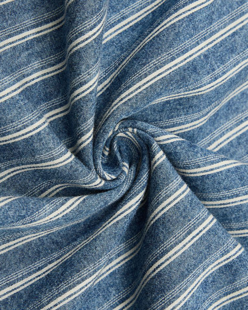 Washed striped short-sleeved shirt