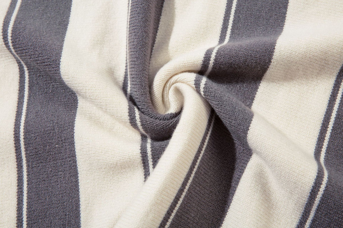 復古撞色條紋毛衣