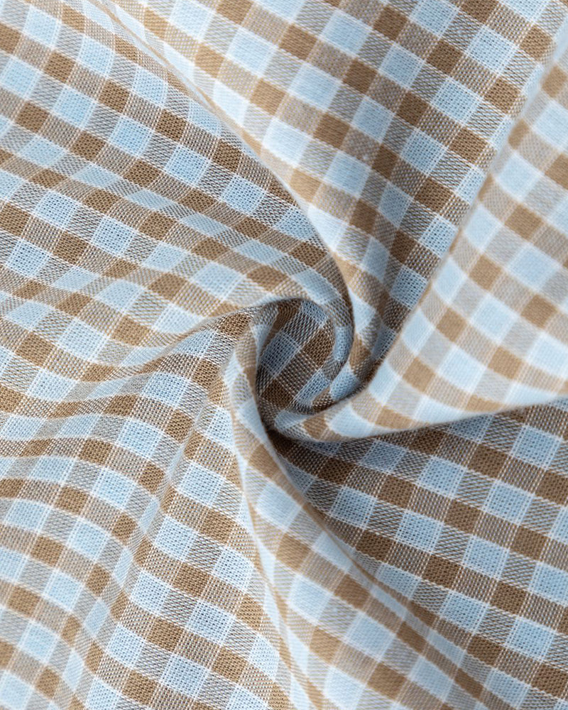 復古格紋短袖襯衫