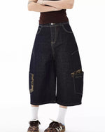 Panelled cargo cropped jeans