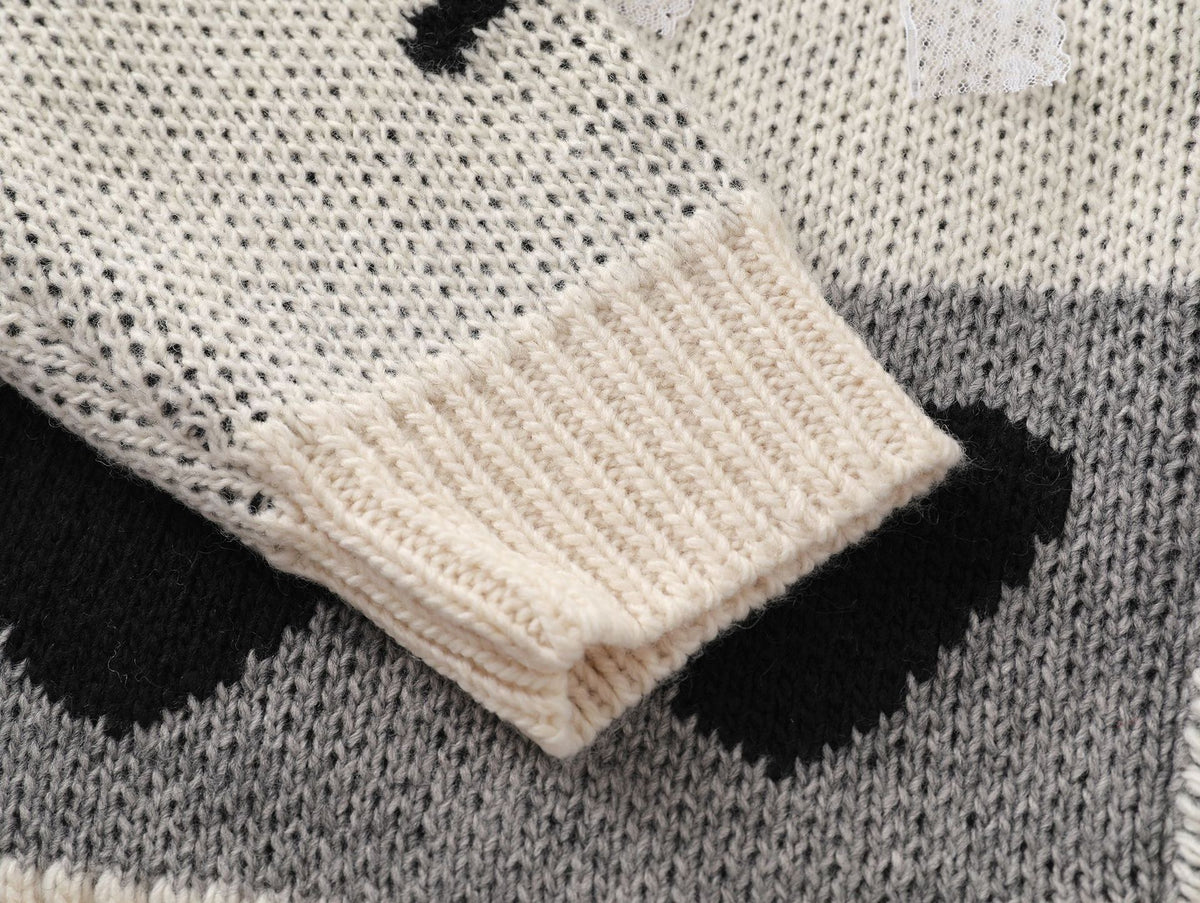 Retro cute bow cardigan sweater