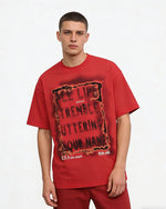 レトロなレタープリントの半袖シャツ