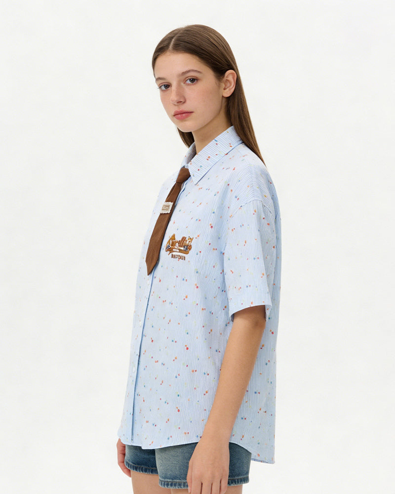 卡通刺綉短袖襯衫