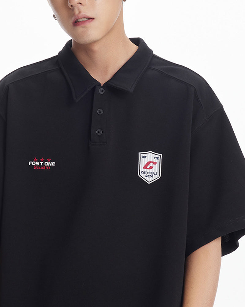 Retro solid color polo short sleeve