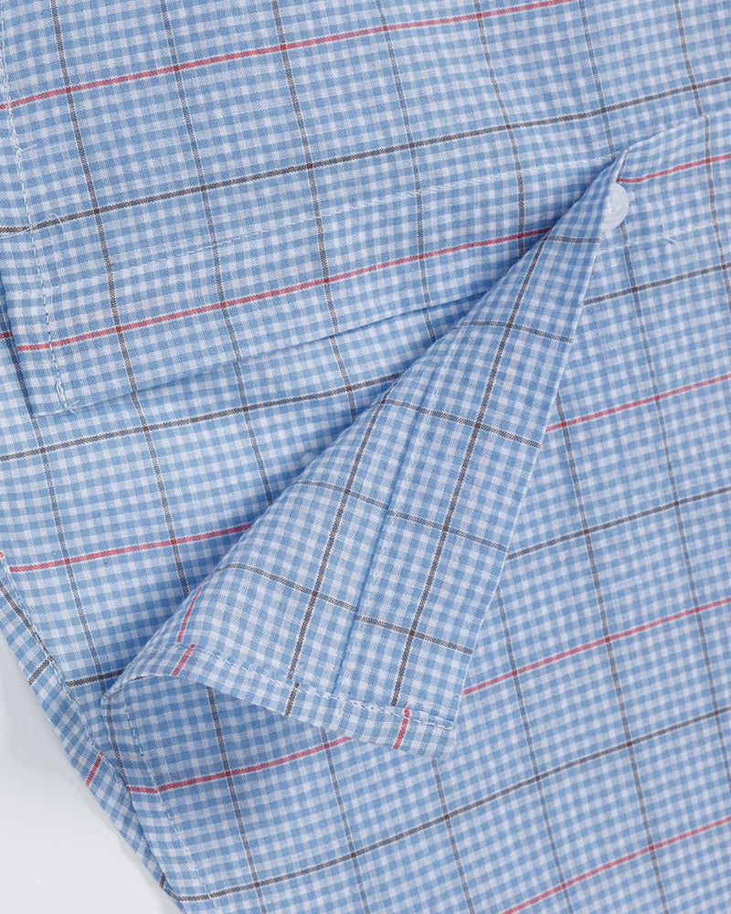 復古格紋短袖襯衫