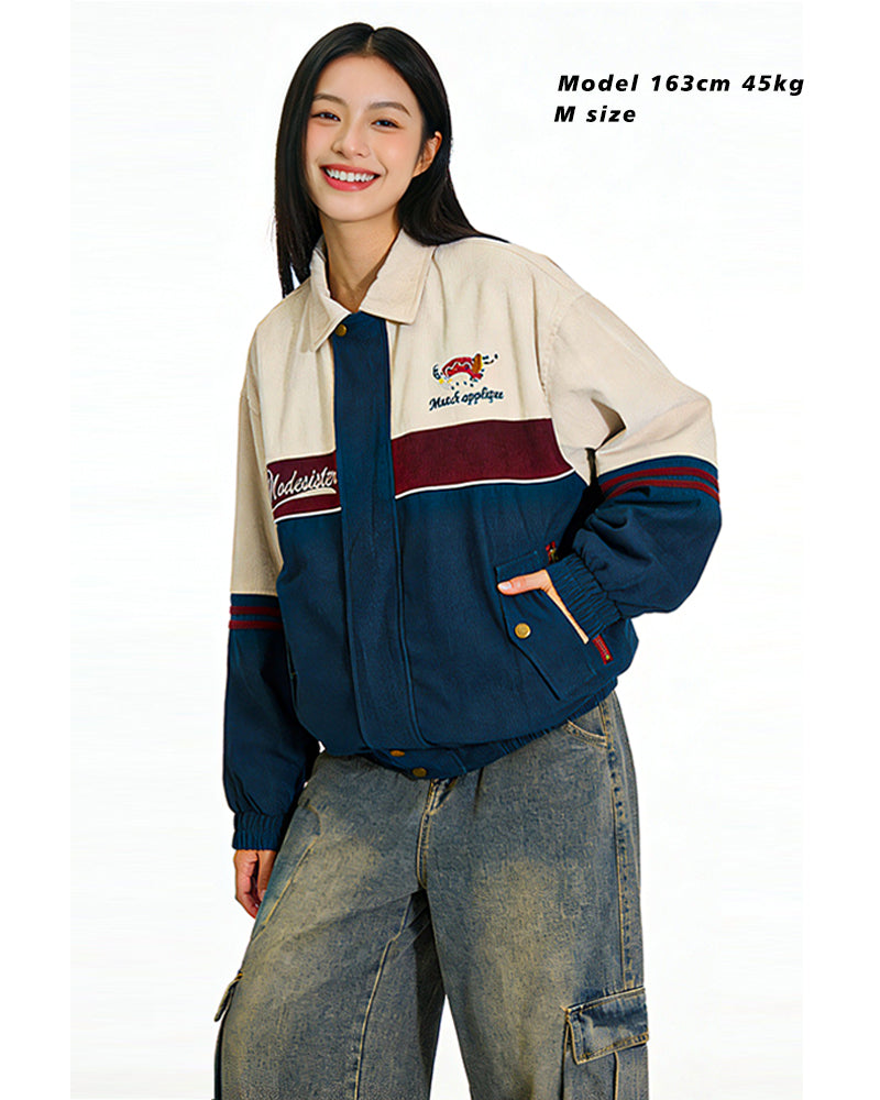 復古刺綉翻領百搭外套