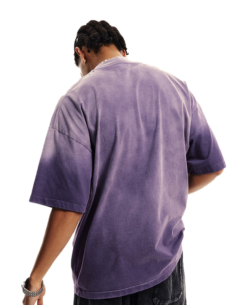 復古做舊印花短袖