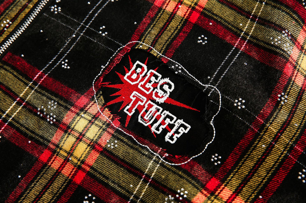 Vintage loose plaid hooded shirt