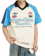 콘트라스트 컬러 캐주얼 프린트 반팔