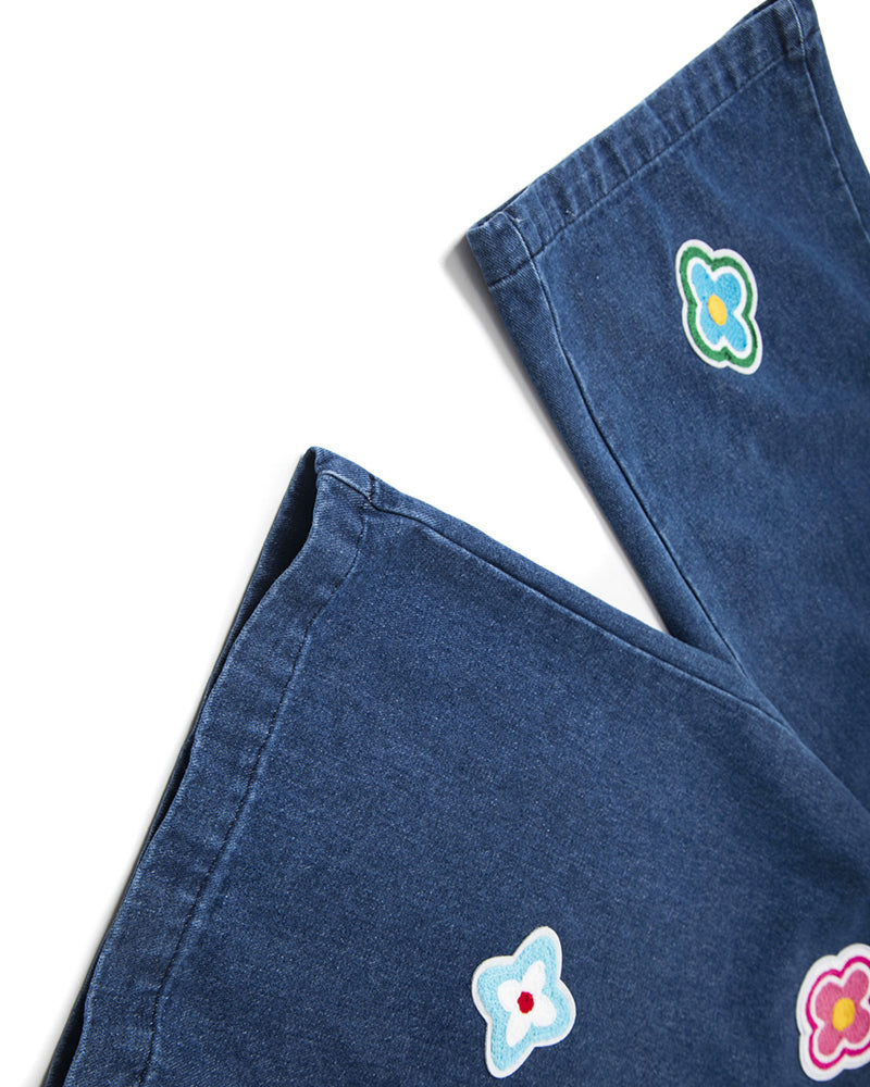 Floral embroidered cropped jeans