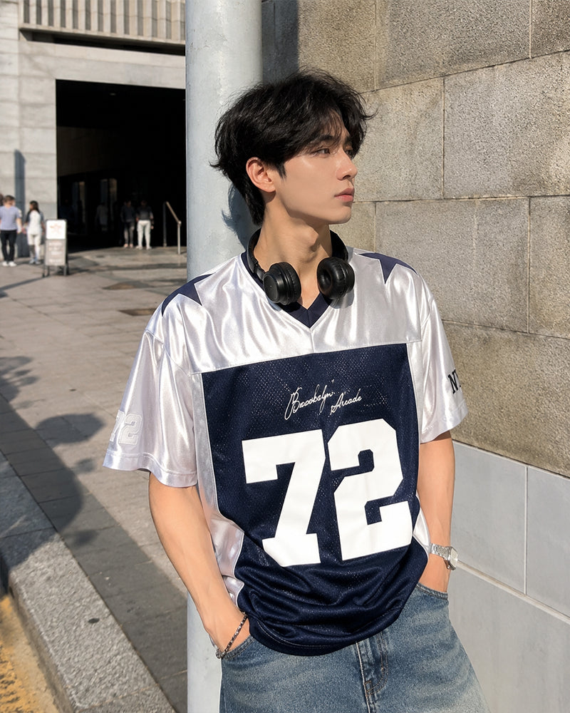 Spliced sports short sleeves