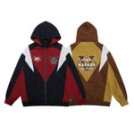 retro color block hooded jacket