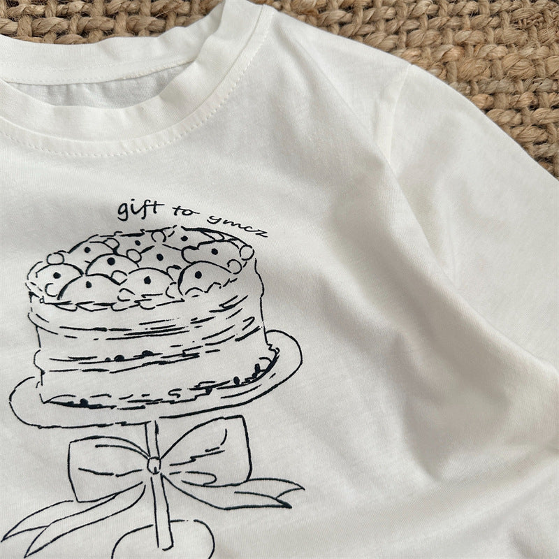 可愛蛋糕印花長袖