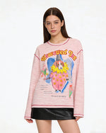 재미있는 패턴의 루즈핏 긴팔 티셔츠