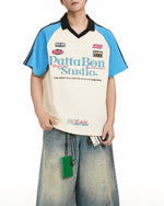 콘트라스트 컬러 캐주얼 프린트 반팔