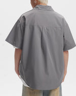 Badge embroidered short-sleeved shirt